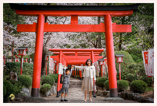 成海神社でロケーション撮影　桜の季節　2022年春