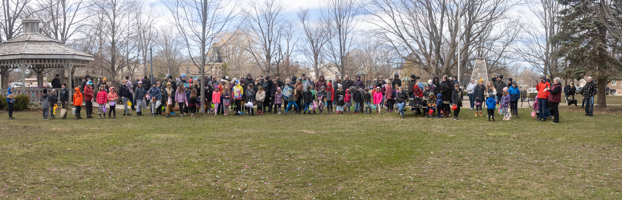 Approximately 115 youngsters brought their adults to Clan Gregor Square for the return of the Bayfield Optimist Club's Easter Egg Hunt held on Sunday afternoon. 