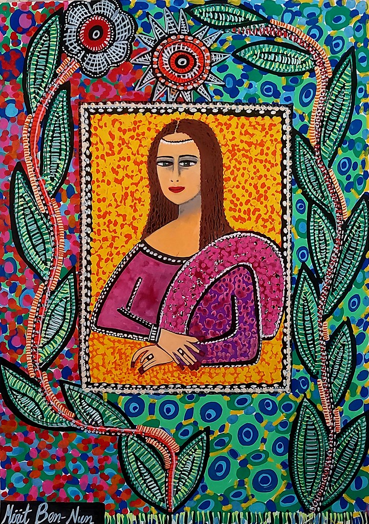 מונה ליזה ציור נאיבי ישראלי מירית בן נון אמנית עכשווית