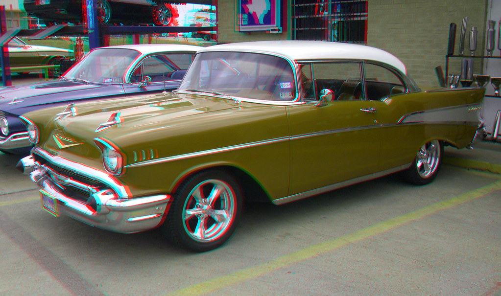 1957 CHEVY BELAIRE COUPE 3D RED CYAN ANAGLYPH