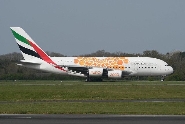 A6-EOU Airbus A380-861 EGCC 17-04-22