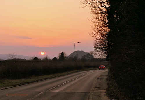 dumbarton dumbartonrock sunset street road landscape sundown outdoors car colour sky trees scotland