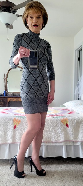 Medium Gray Half-Sleeve Mini-Sweaterdress (4 of 5) – Another Standing Selfie