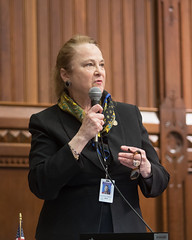 State Rep. Kathleen McCarty addresses the House during a recent session  day at the Capitol.