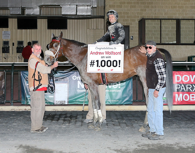 1,000 career wins for Andrew Wolfsont. Photo by Nikki Sherman/EQUI-Photo.