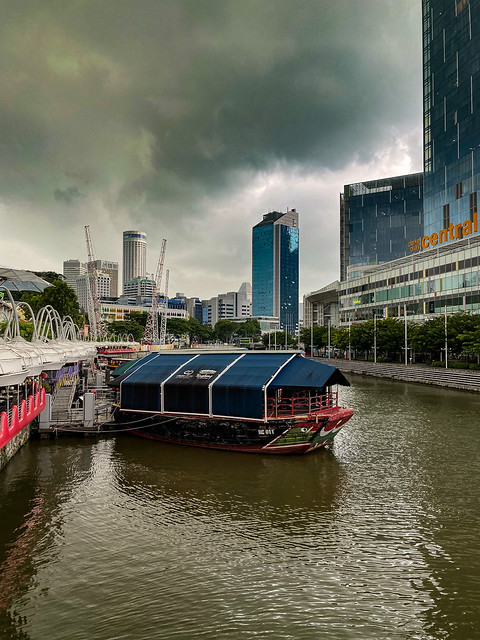 Clarke Quay on a cloudy day