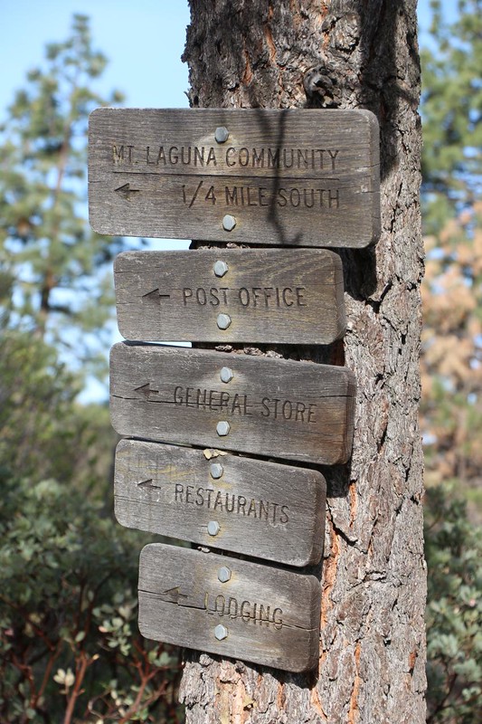 I came upon a set of signs on the PCT just north of the town of Mount Laguna, enticing hikers to come visit
