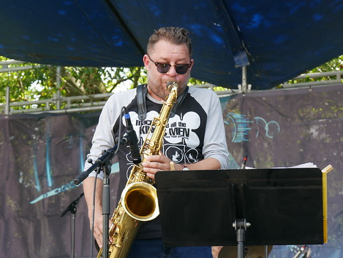 Eric Traub Legacy Band at French Quarter Fest Day 1 - April 21, 2022. Photo by Louis Crispino.