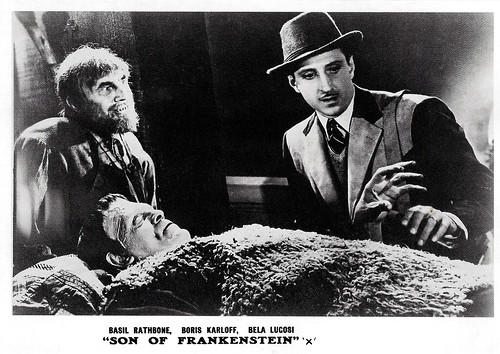 Boris Karloff, Basil Rathbone and Bela Lugosi in Son of Frankenstein (1939)