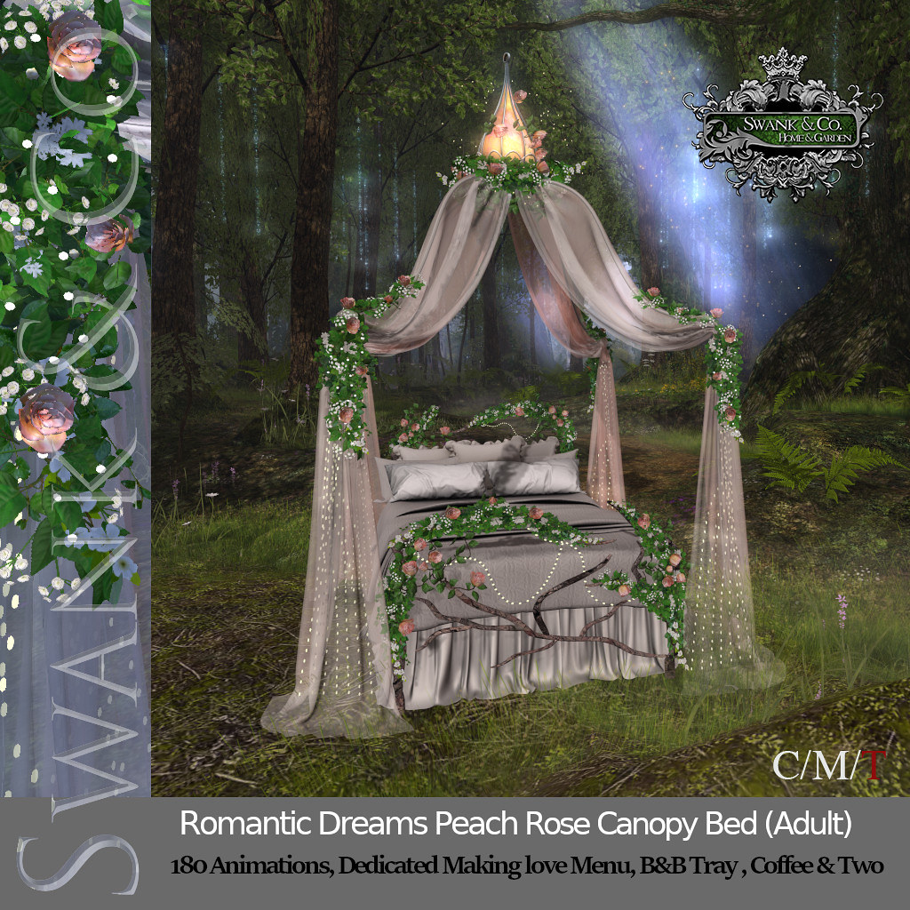 Romantic Dreams Peach Rose Canopy Bed (Adult)