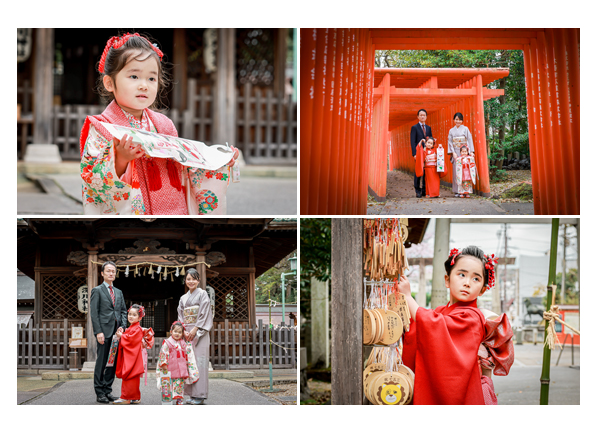 深川神社で七五三　愛知県瀬戸市　姉妹とママもお着物（和装）