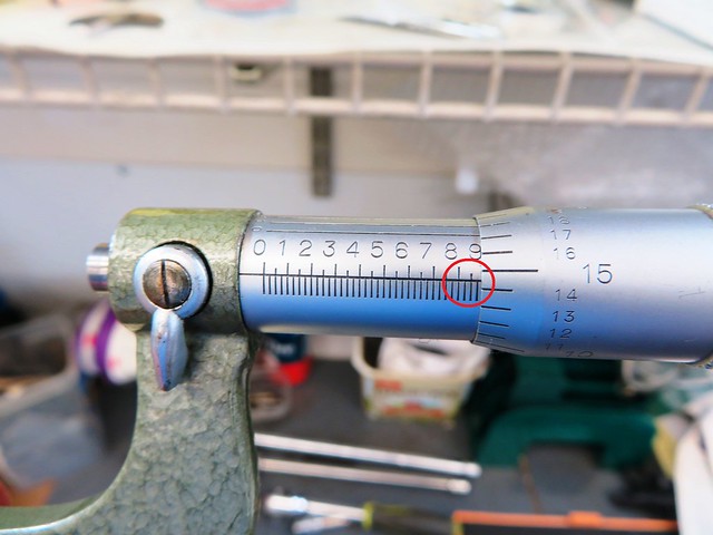 Micrometer Reading Shows 3 Tick Marks Past The 8, So That's 1.875"