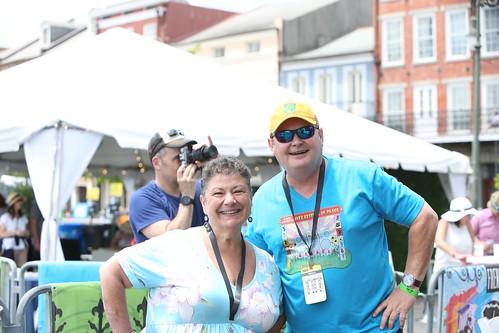 Beth Arroyo Utterback and Louis Dudoussat at French Quarter Fest 2022. Photo by Michele Goldfarb.