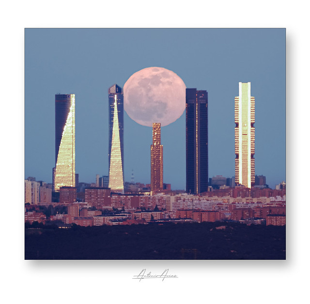 Five towers and Moon