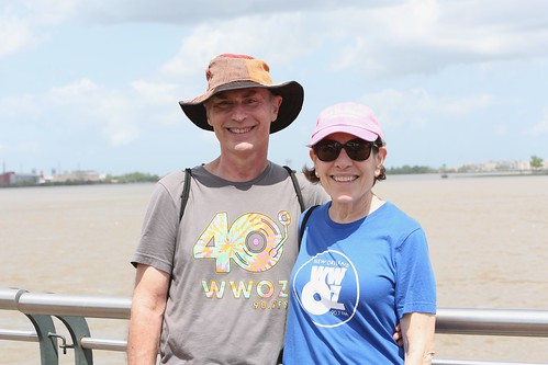 WWOZ members spotted by the river at French Quarter Fest 2022. Photo by Michele Goldfarb.