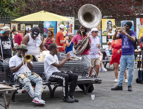 Brass band at French Quarter Fest - April 23, 2022. Photo by Marc PoKempner.