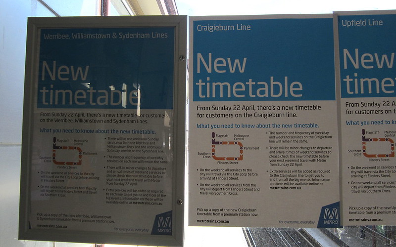 New timetables, April 2012