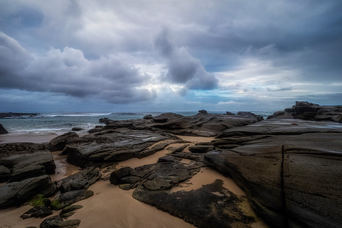 Soldiers Beach by -Brad-, A stormy sunrise at Soldiers Beach, Central Coast NSW Austsunrise rocks soldiersbeach gloomy rocky h