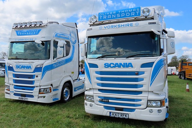 Oliver Thomas Transport, Scania R450s (KU68GYY/KX17RFK) At Ackworth Truck Show 24/4/22
