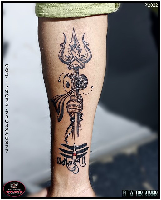 Dev Tattoos - Lord shiva tattoo making Lord shiva tattoo with trishul tattoo  its A very famous tattoo design for india's male. Dev tattoos is the making  lord shiva tattoo with trishul