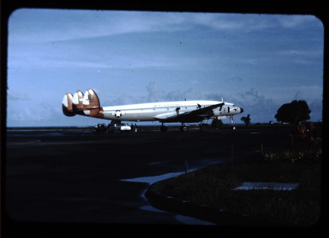 Transparency0020 C-121 Phoenix 6 refueling at Pago Pago, American Samoa circa 1970