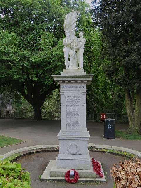 War Memorial Matlock Bath War Memorial Soldier and Sailor with Union Flag Carved in Italy