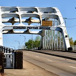 Edmund Pettus Bridge Edmund Pettus Bridge (Carries US 80 over the Alabama River; 1940; steel through arch bridge; declared functionally obsolete in 2011), Selma, AL.

[Site of the conflict of Bloody Sunday on March 7, 1965, when police attacked Civil Rights demonstrators with horses, billy clubs, and tear gas as they were attempting to march to the state capital, Montgomery. The marchers crossed the bridge again on March 21 and walked to the Capitol in Montgomery.

Edmund Pettus, enthusiastic champion of the Confederate cause and of slavery, was a participant at the secession convention in 1861; later organized the 20th Alabama Infantry and participated in the Stones River, Port Gibson, Vicksburg, Chattanooga, Atlanta, and Carolinas campaigns. Resumed his law practice in Selma after the Civil War and led the state Democratic Party and participated in the Ku Klux Klan, becoming the Grand Dragon in 1877.  Served as US Senator from 1896 to 1909, largely on the basis of his Civil War and Klan affiliations.

In 2020 Pettus&#039;s descendants recommended changing the name of the bridge.]