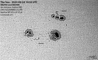 The Sun - 2022-04-24 14:32 UTC - AR2993 and AR2994