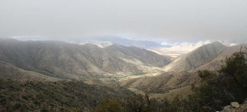 Panorama view down into the Spanish Needle Creek drainage - there was sunlight shining somewhere down there