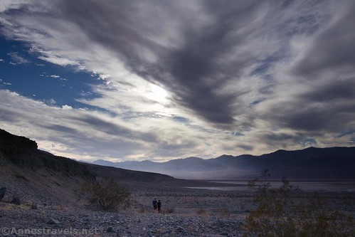 Hiking back the parking area shortly before sunset, Willow Canyon Trail, Death Valley National Park, California