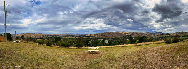View Over Gundagai & down  the Murrumbidgee Valley South West from Mount Parnassus, Gundagai, Riverina, NSW.
