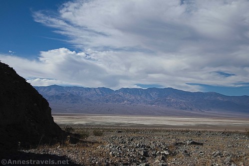 Views down on Badwater Flats and to the Panamint Mountains - they would have snow within a week.  Willow Canyon, Death Valley National Park, California