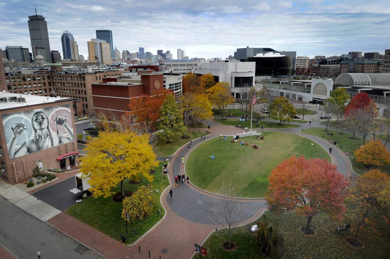 wide-angle view of university campus where job candidates are interviewed