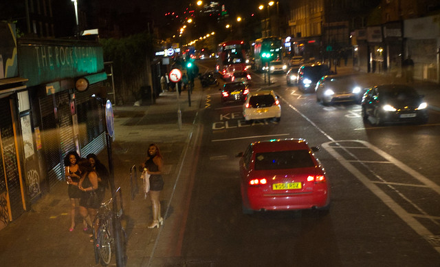 DSC_1601a London Bus Route #243 Kingsland Road Dalston Girls Out on the Town 2006 Red Audi A4 2.0T FSI Quattro S Line Special Edition 4dr 1984 cc Car VO56RDZ