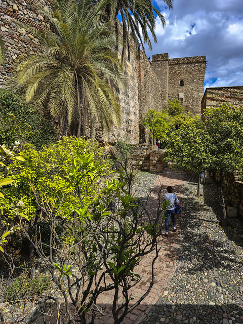 A sloping path to the scourtyards and patios of the Alcazaba