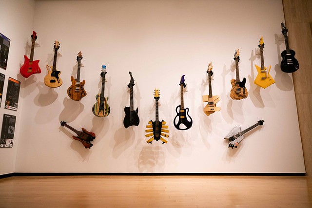 A guitar exhibit at the museum.
