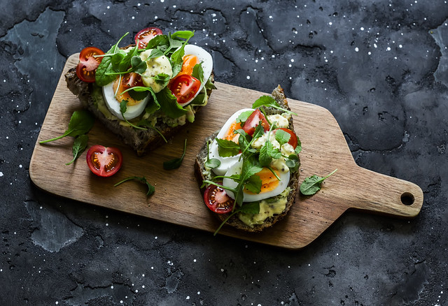 simple sandwiches with avocado, egg, microgreens and homemade mayonnaise...