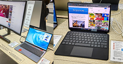 The new Huawei MateBook E (right) and the latest MateBook 14 (left) & MatePad were launched for Singapore at Huawei’s flagship store at 313@Somerset.