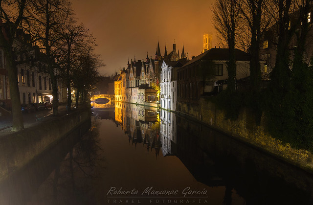 Bruges at night Belgium, Europe