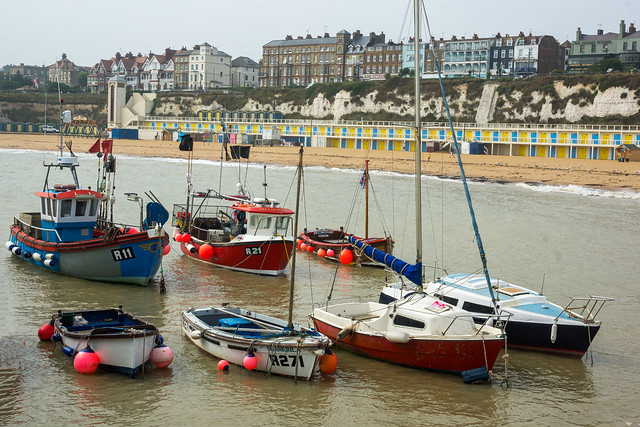 Moored Boats in front of Beach Huts and Lift to Road Level – Broadstairs 3