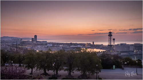 good morning Barcelona by RudyMareelPhotography, View on Port Vell from Montjuic - Barcelona, Catalonia, Spainbarcelona catalonia hotelmiramar lfimag