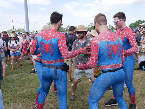 Spidermen on Day 1 of Jazz Fest - April 29, 2022. Photo by Louis Crispino.