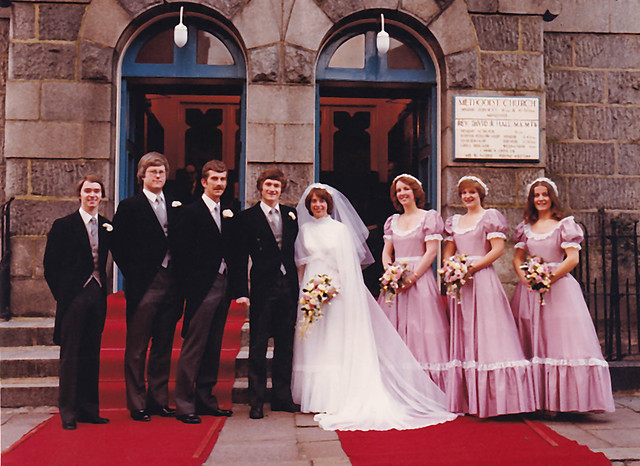 Vivienne Hutchieson's wedding group, Aberdeen 1979