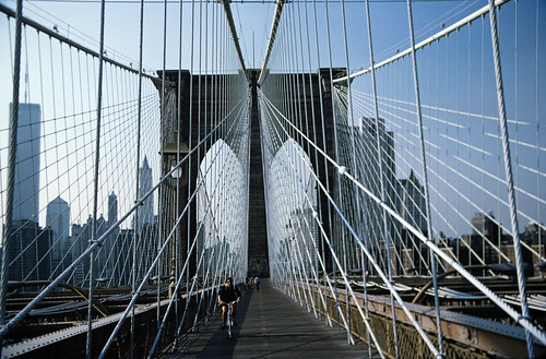 Cyclist On The Brooklyn Bridge (1)
