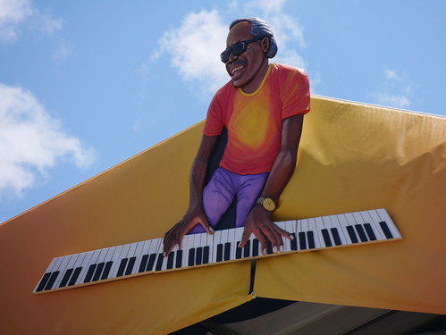 Professor Longhair presides over the Festival Stage at Jazz Fest - April 30, 2022. Photo by Louis Crispino.