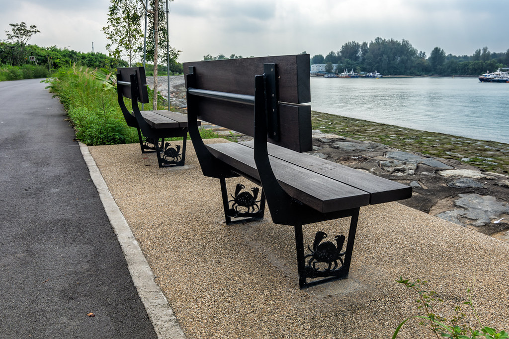 Designer's benches on the coast