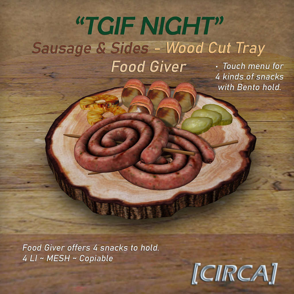 [CIRCA] – "TGIF Night" Sausage & Sides – Wood Cut Tray