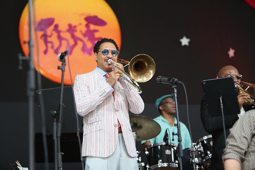 Delfeayo Marsalis & the Uptown Jazz Orchestra at Jazz Fest - April 30, 2022. Photo by Michele Goldfarb.