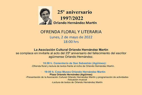 Cartel informativo de la ofrenda floral y literaria a Orlando Hernández