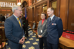 Rep. Ackert Speaking with U.S. Air Force Chaplain Lt. Col Eric Wismar of the Connecticut National Guard who offered the opening prayer for the House of Representatives on April 26th.